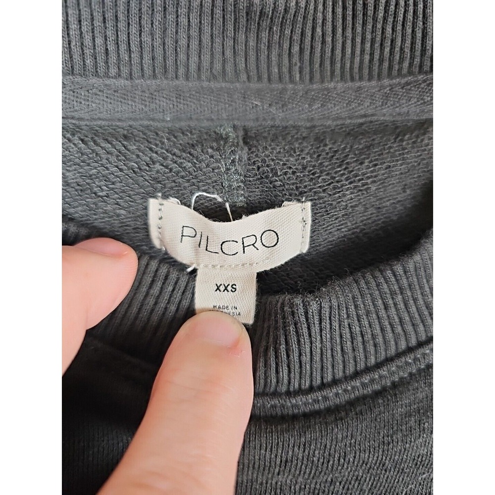 Pilcro Anthropologie Women's XXS Metallic Twofer Tunic Blouse Silver Black - Picture 2 of 12